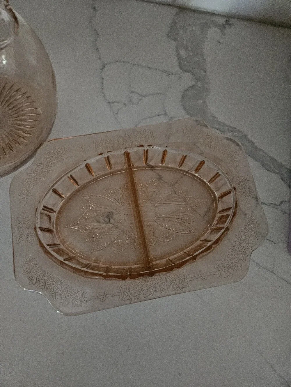 Pink Depression Glass Bathroom Vanity Set - Elegant Pink Glass Accessories